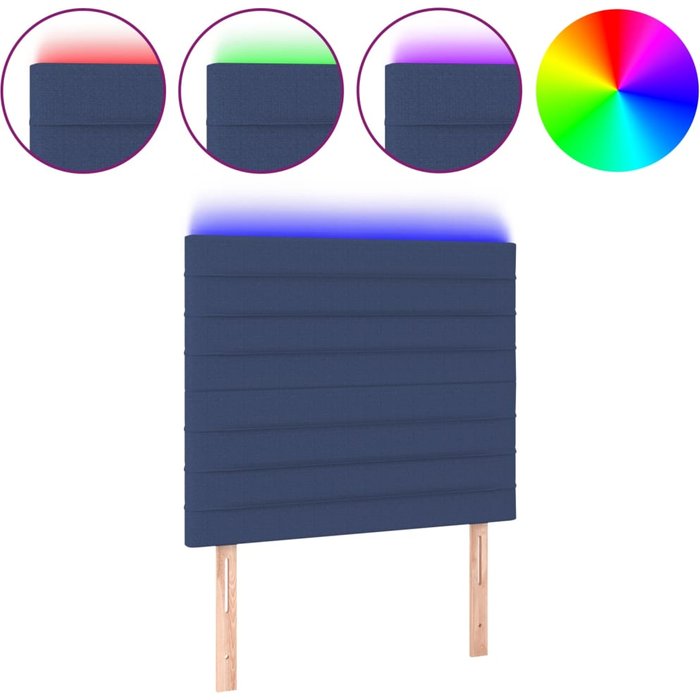 Cabecero con luces led tela azul 100x5x118/128 cm - comfortxl