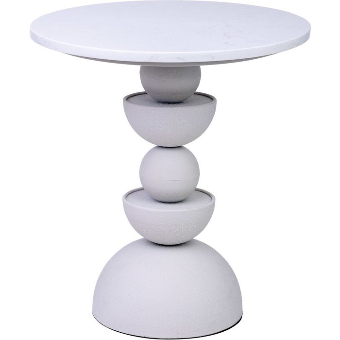 Mesa auxiliar de metal blanco y madera 40.5x40.5x45h cm