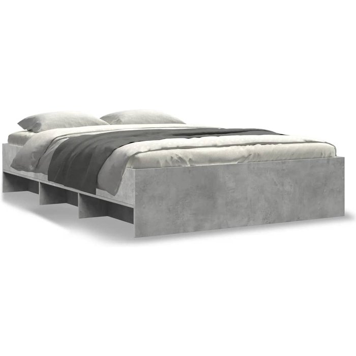 Vidaxl estructura de cama madera de ingeniería gris hormigón 135x190cm