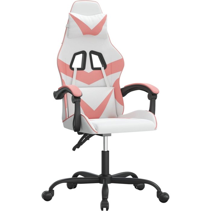 Silla gaming | silla de oficina giratoria cuero sintético blanco y rosa cfw70104