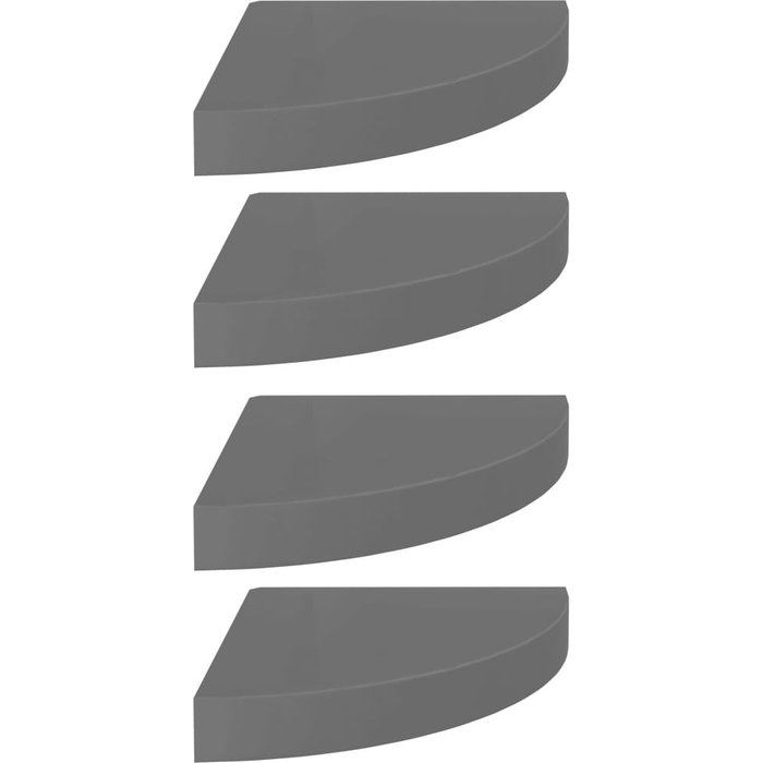 Estante flotante de pared 4 uds mdf gris brillo 25x25x3,8 cm