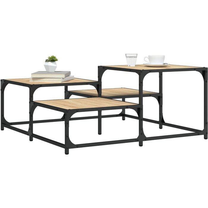 Mesa de centro sonoma de roble, 87,5 x 87,5 x 40 cm, madera de ingeniería.