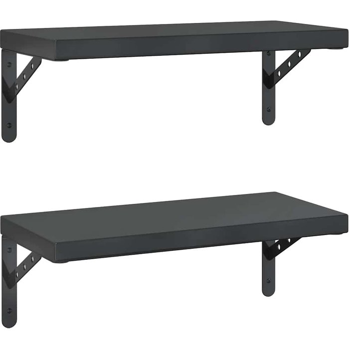 Estantes de pared 2 uds acero inoxidable negro 50x23,5 cm - comfortxl