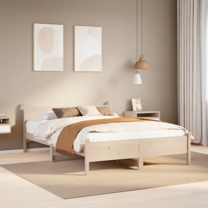 Estructura de cama sin colchón madera maciza de pino 135x190 cm vidaxl