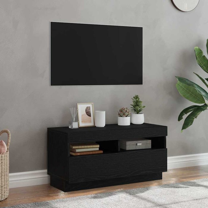 Gabinete de tv negro 80 x 35 x 40 cm madera contrachapada