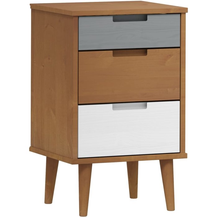 Mesita de noche molde de madera maciza de pino, marrón, 40x35x65 cm - comfortxl