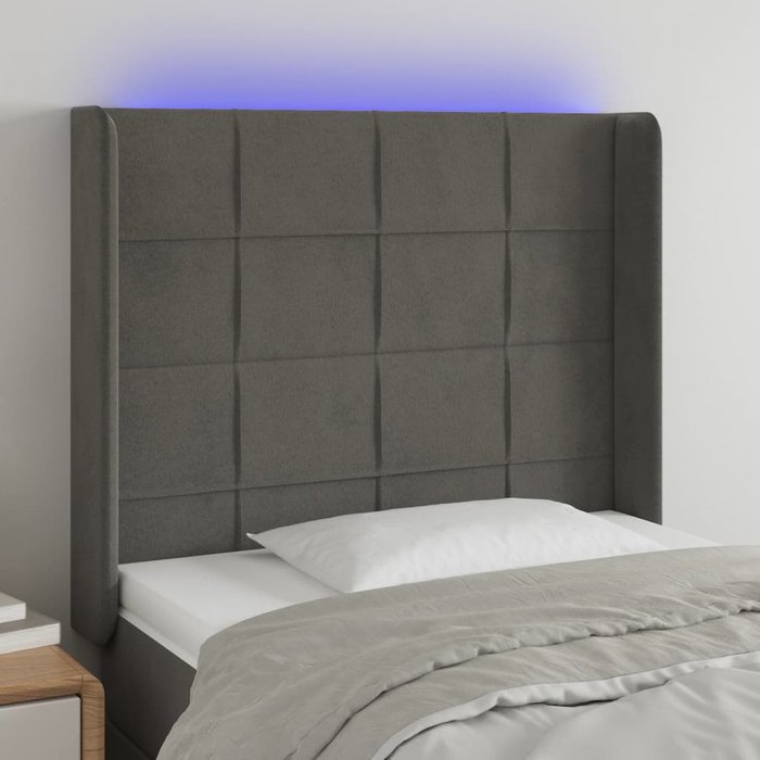 Cabecero led gris oscuro 103x16x118/128 cm terciopelo