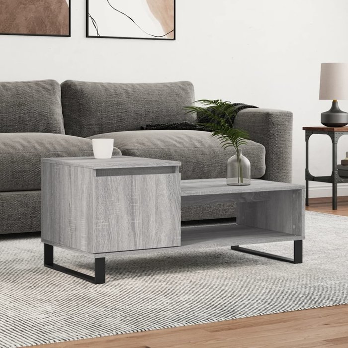 Vidaxl mesa de centro madera contrachapada gris sonoma 100x50x45 cm