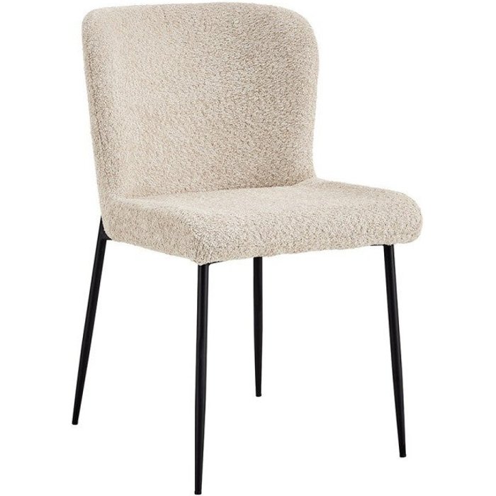 Silla con revestimiento bouclé para comedor en color beige. colección lise.