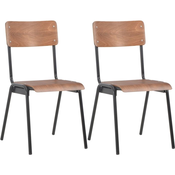 Vidaxl sillas de comedor 2 uds madera contrachapada y acero marrón