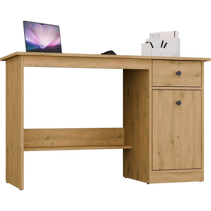 Escritorio chester - 1 cajón con armario - 120x75x45 cm - roble artisan