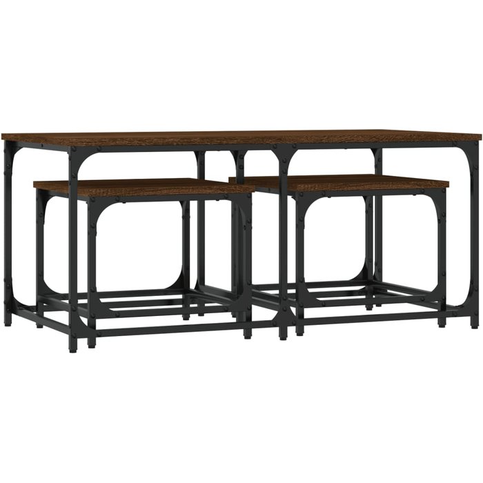 Mesas de centro apilables 3 pzas madera ingeniería roble marrón - comfortxl