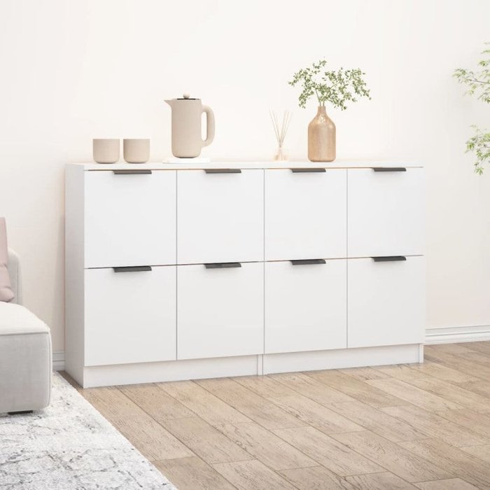 Vidaxl aparadores 2 unidades madera contrachapada blanco 60x30x70 cm