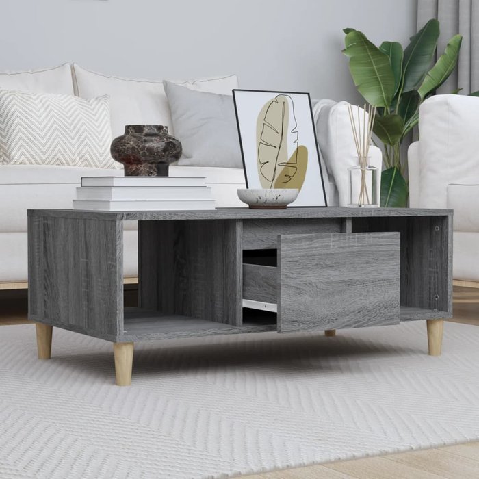 Mesa de centro madera contrachapada gris sonoma 90x50x36,5 cm - comfortxl