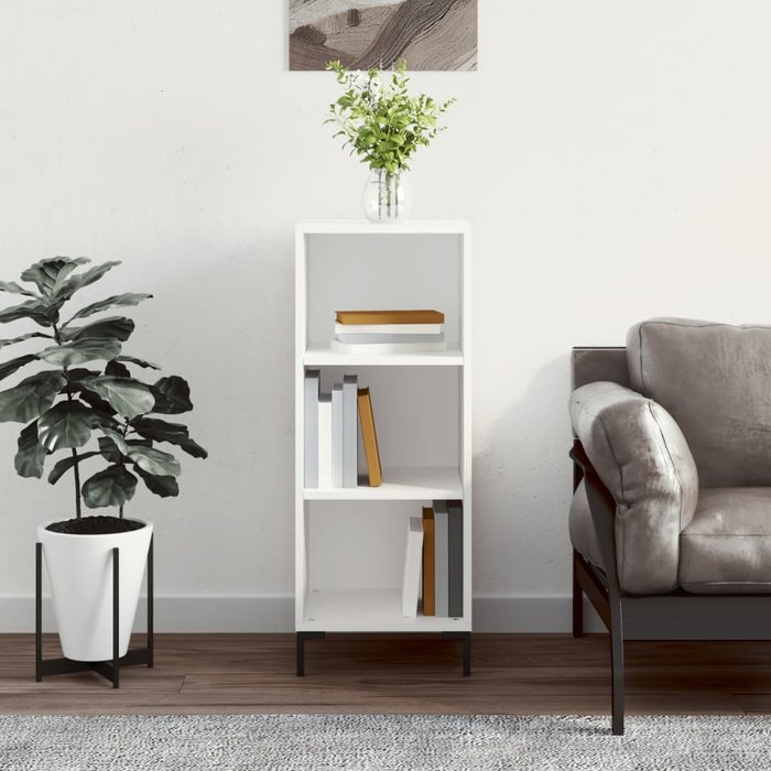 Aparador blanco de 34,5 x 32,5 x 90 cm, de madera de ingeniería.