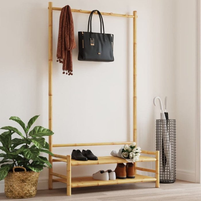 Perchero con estantes bambú 103x40x183 cm vidaxl
