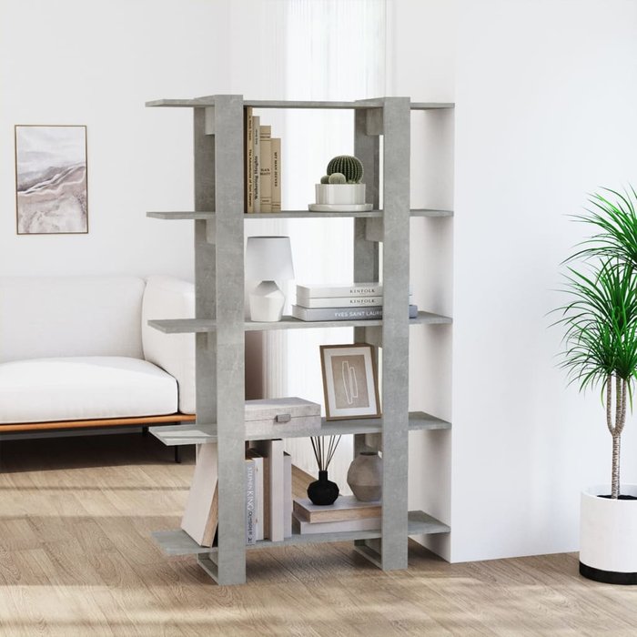 Librería/separador de ambientes gris cemento 100x30x160 cm