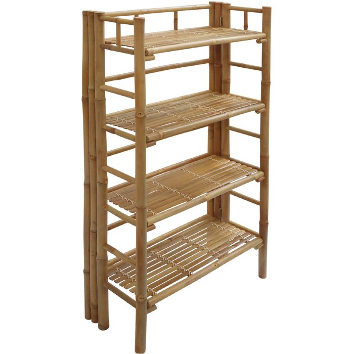 Estantería de bambú con 4 niveles natural - 66x29x135.5 cm