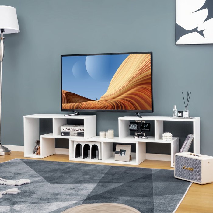 Mueble tv modular 3 piezas blanco - soporte tv hasta 65 - diseño transformable