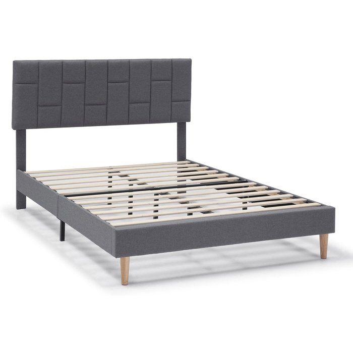 Estructura de cama tapizada sorni de 30 cm, 90x190 cm, gris oscuro