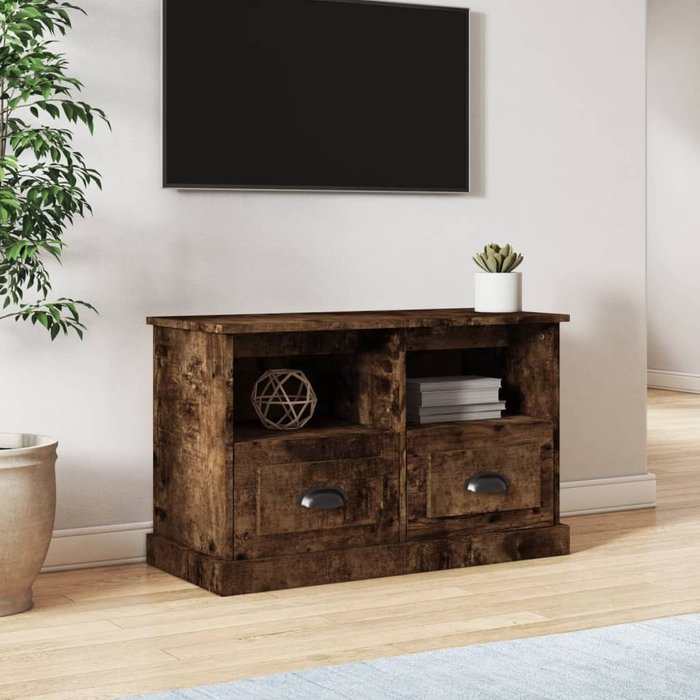 Mueble de tv de roble ahumado 80x35x50 cm madera de ingeniería
