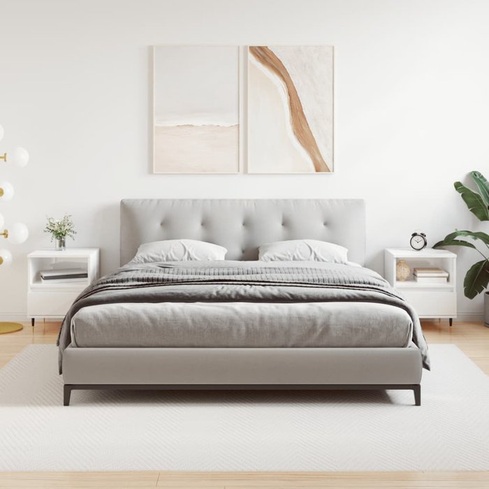 Mesitas de noche de 2 piezas, blanco brillante, 40x35x50 cm - pangivo