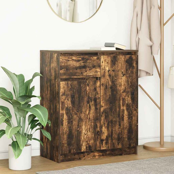 Aparador con cajón roble ahumado 71x35x84 cm madera de ingeniería