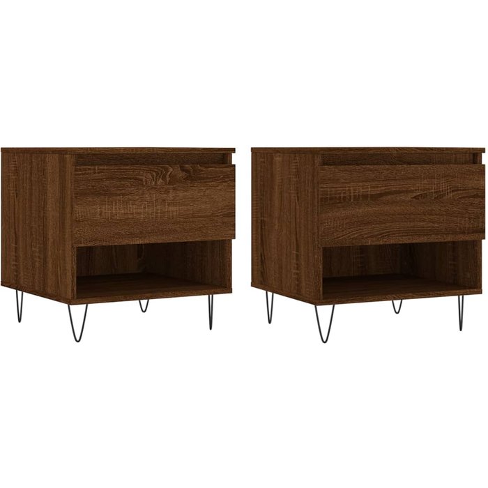 Mesas de centro 2 uds madera ingeniería roble marrón 50x46x50cm - comfortxl