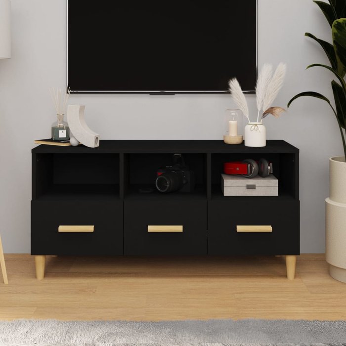 Maison exclusive - mueble de tv madera contrachapada negro 102x36x50 cm