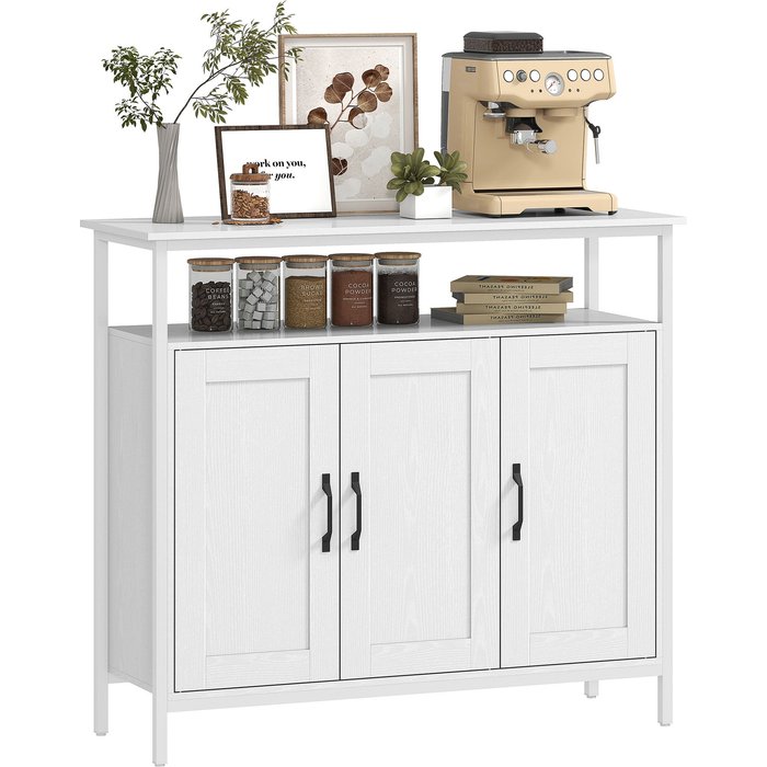 Aparador industrial 3 puertas blanco 100x35x88cm estantes ajustables comedor