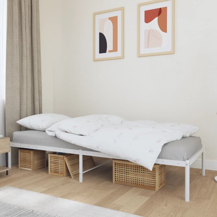 Estructura de cama de metal blanco 75x190 cm