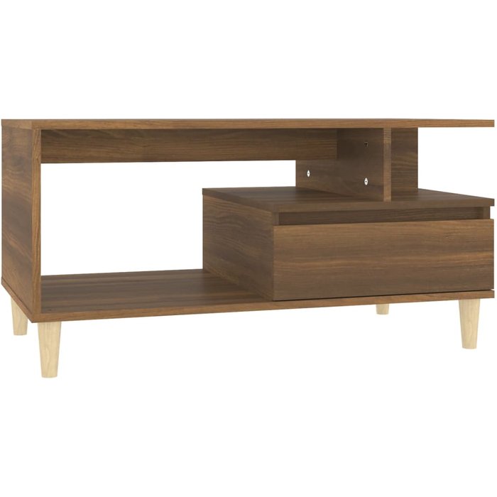 Mesa de centro madera contrachapada roble marrón 90x49x45 cm