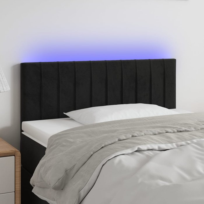Cabecero led negro 90x5x78/88 cm terciopelo