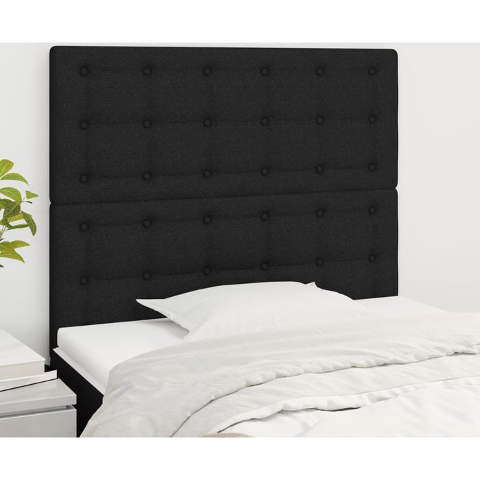 Cabeceros 2 unidades de tela negro 80x5x78/88 cm