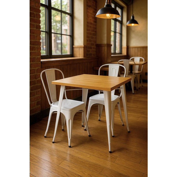 Dudeco mesa leeds cuadrada madera natural 70 blanco