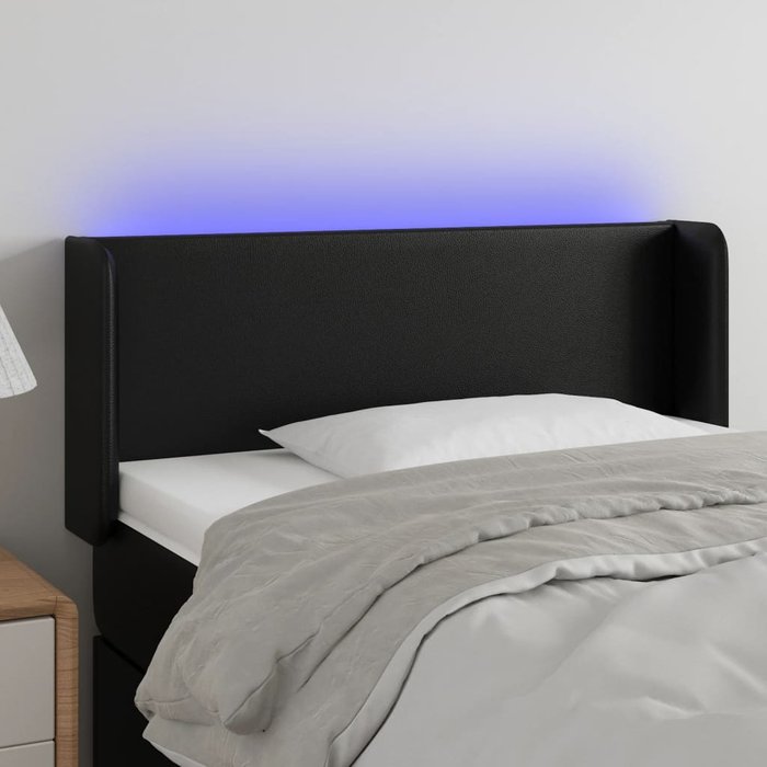 Cabecero con led cuero sintético negro 93x16x78/88 cm - comfortxl