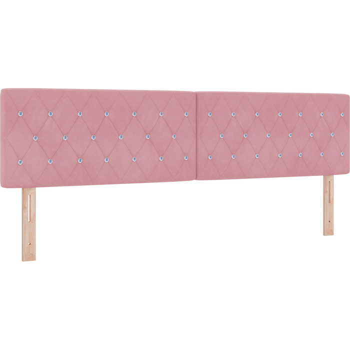 Cabecero con botones de cristal en tufting rosa de 180 cm de terciopelo cfw30057