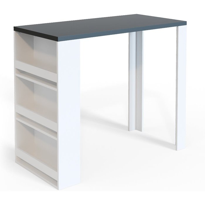 Vicco mesa de bar , blanco/antracita, 57 x 117 cm con 3 compartimentos