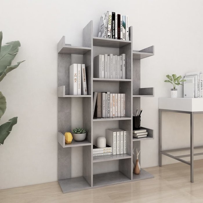 Librería aglomerado gris hormigón 86x25,5x140 cm