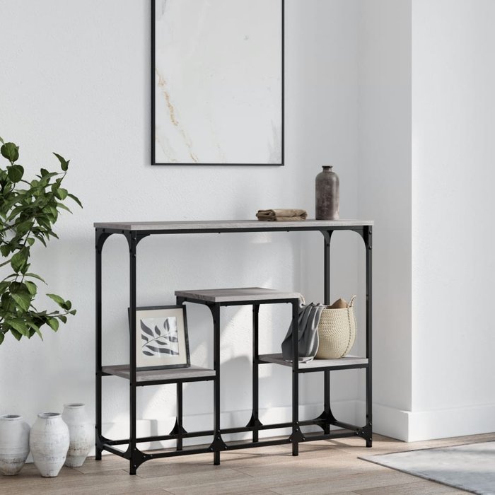 Mesa consola madera de ingeniería gris sonoma 89,5x28x76 cm