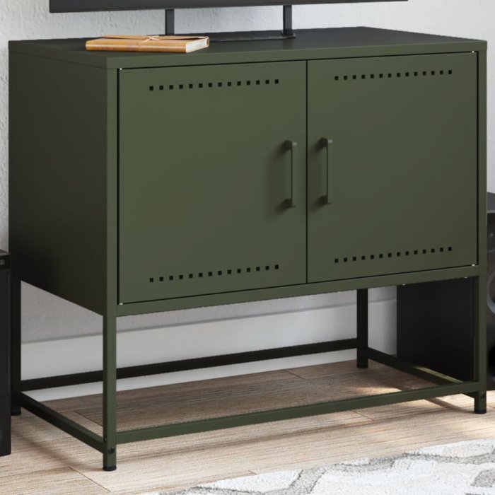 Mueble para tv de acero verde oliva 68,5x39x60,5 cm