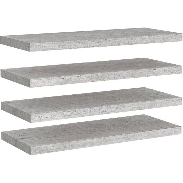 Estantes flotantes pared 4 uds mdf gris hormigón 80x23,5x3,8 cm- comfortxl