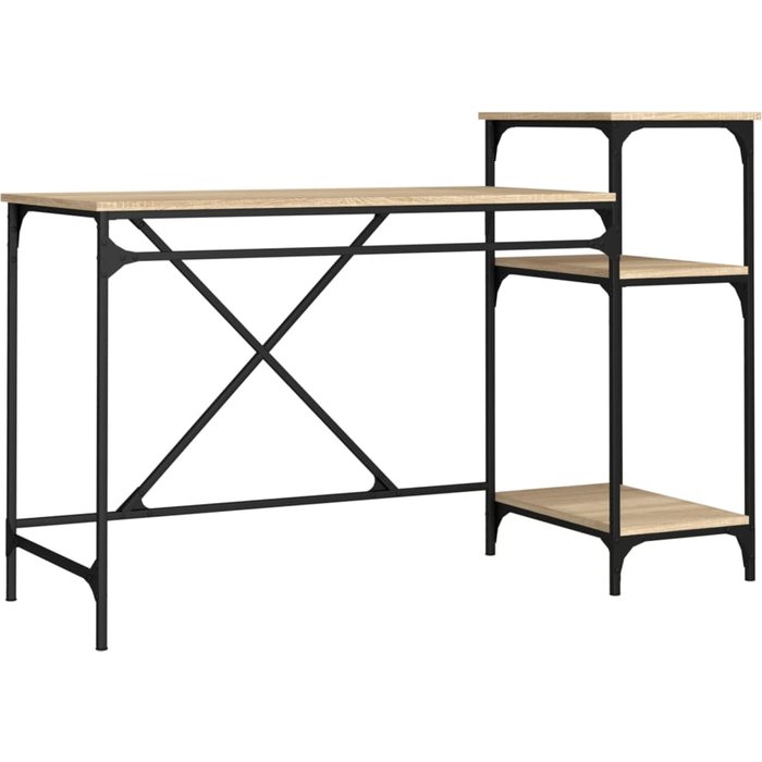 Escritorio con estantes madera contrachapada roble 135x50x90 cm - comfortxl