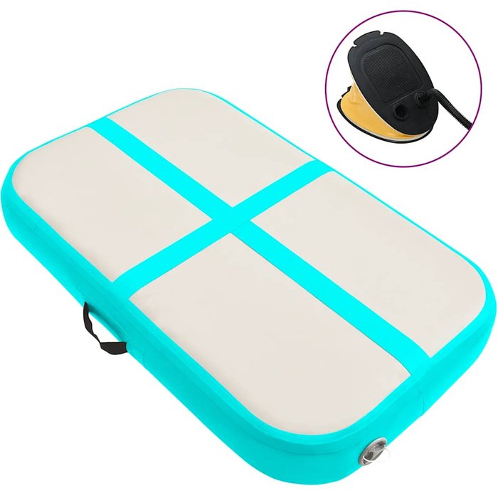 Esterilla inflable de gimnasia con bomba pvc verde 60x100x20 cm