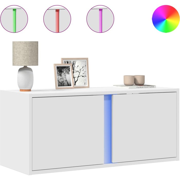 Mueble de tv de pared con iluminación led blanca 80x31x35 cm - comfortxl