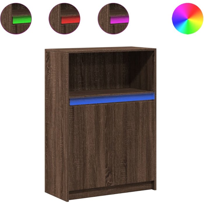 Aparador con led madera ingeniería roble marrón 72x34x100 cm - comfortxl