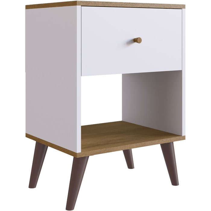 Mesita de noche 1 cajon blanco/miel 65x45x37 cm