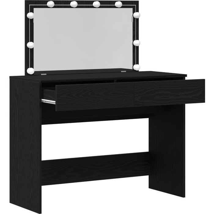 Vidaxl tocador con led roble negro 100x40x120 cm