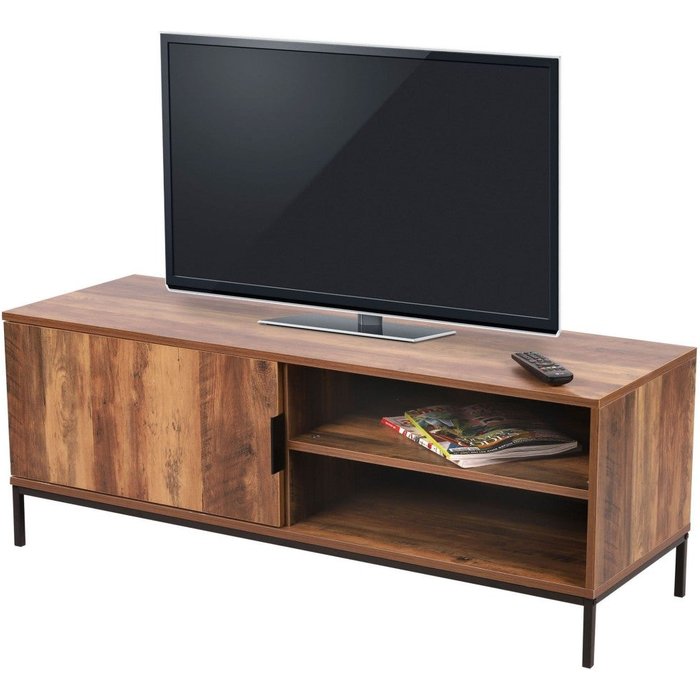 Mueble de tv jayce – nogal con 1 puerta y 2 estantes – l120 x h45 x p40 cm