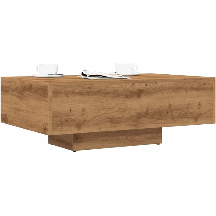 Mesa de centro artesanal de roble 85x55x31 cm de madera de contrachapada